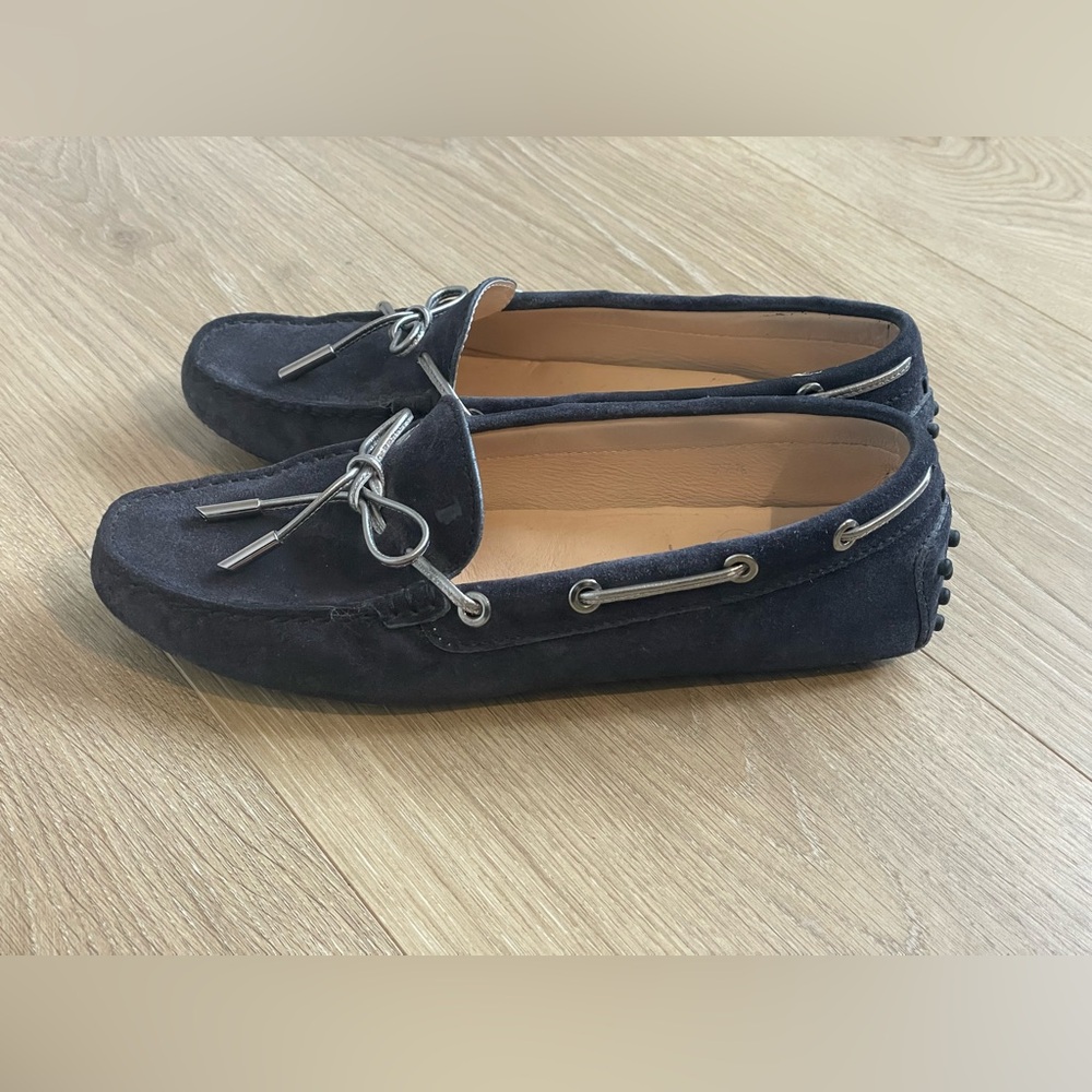 Tods Women’s Navy Suede Loafers